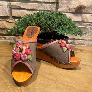 J. Jill Brown Wedges with Floral Accents